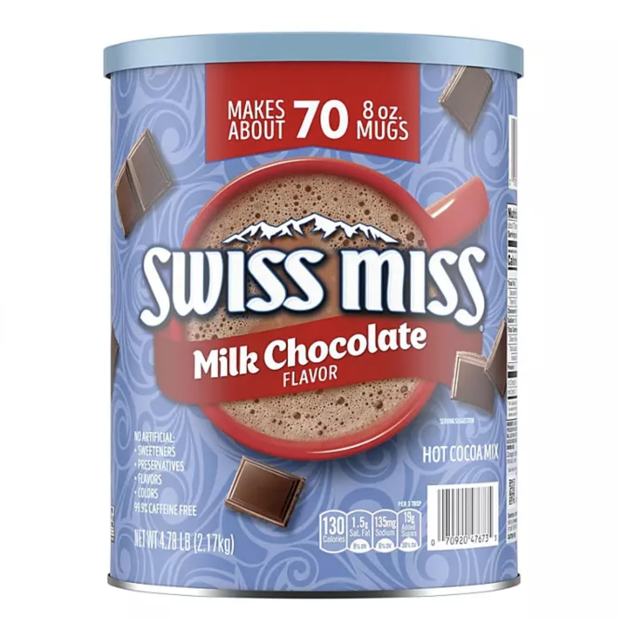 Swiss Miss Milk Chocolate Hot Cocoa Mix Canister – 70 Servings, 4.78 lb Family Size