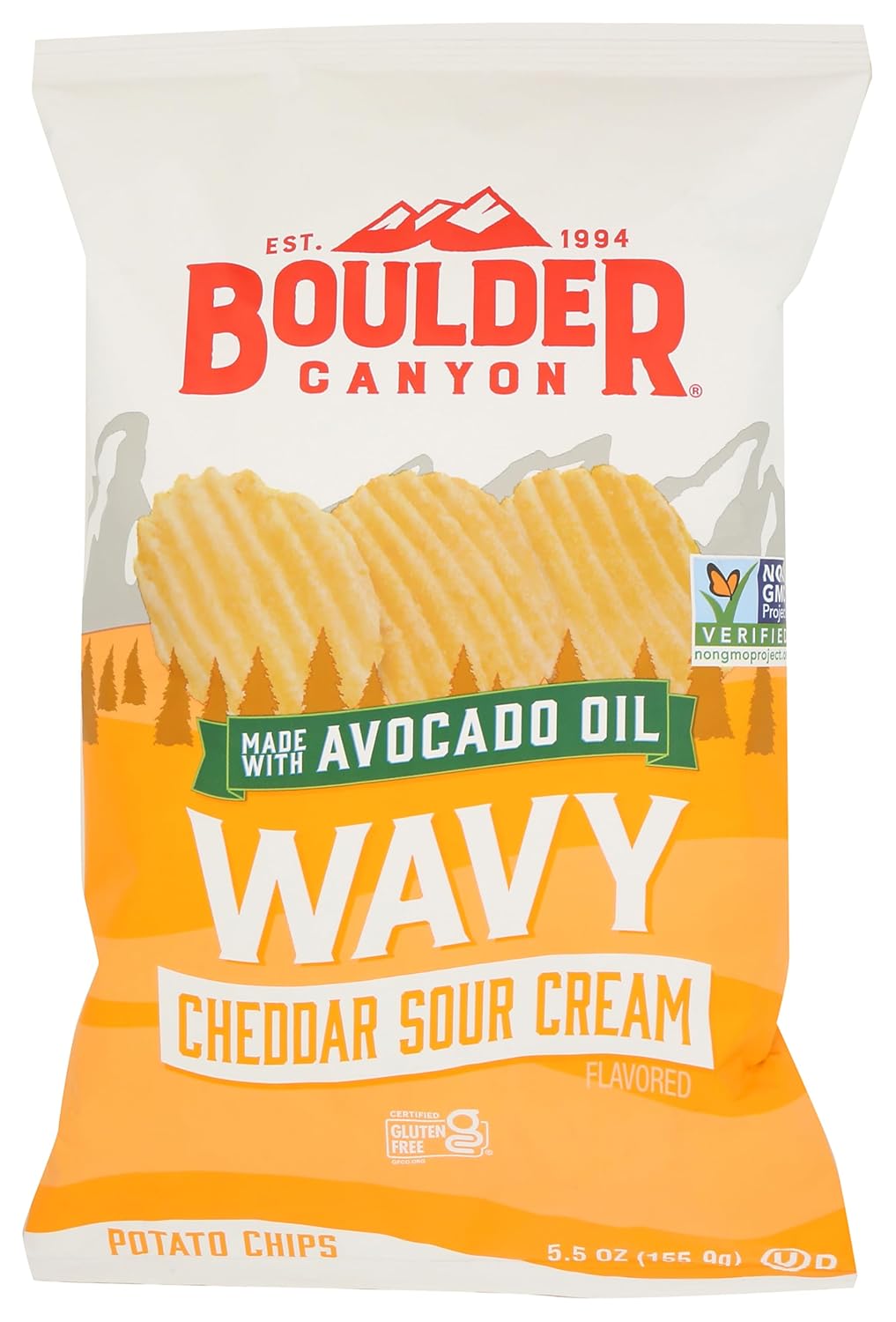 Boulder Canyon Kettle Cooked Wavy Cheddar Sour Cream Chips, 5.5 oz